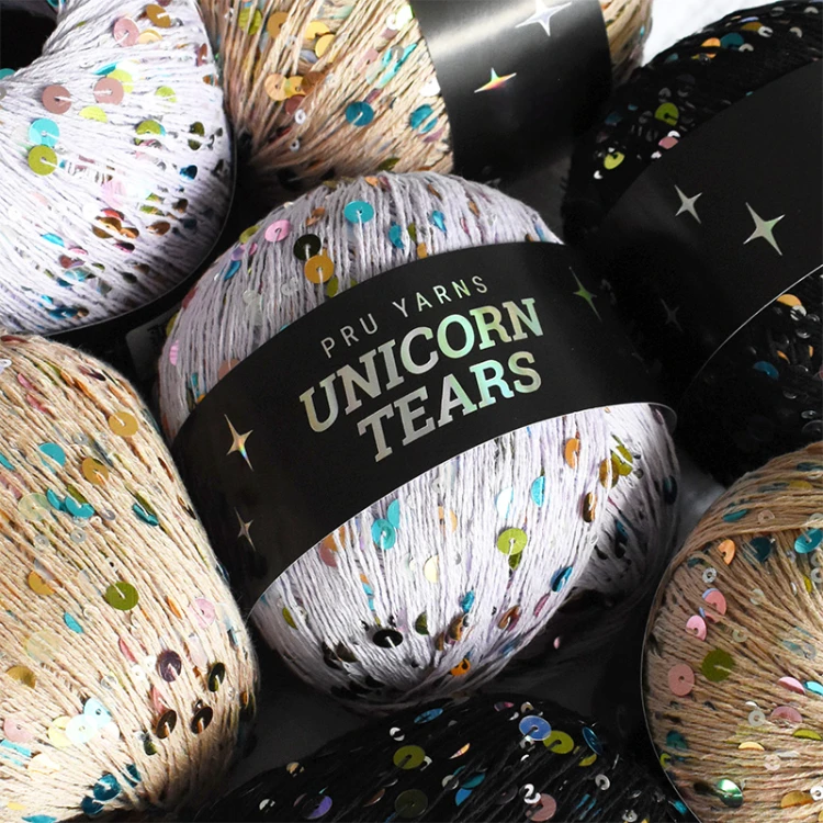Włóczka z cekinami Pru Yarns Unicorn Tears / lilak