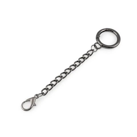 Karabińczyk metalowy z łańcuszkiem / ciemny nikiel / 20 mm / 1 szt / 940669