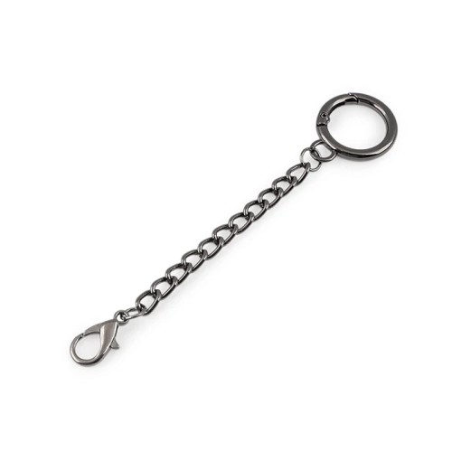 Karabińczyk metalowy z łańcuszkiem / ciemny nikiel / 20 mm / 1 szt / 940669