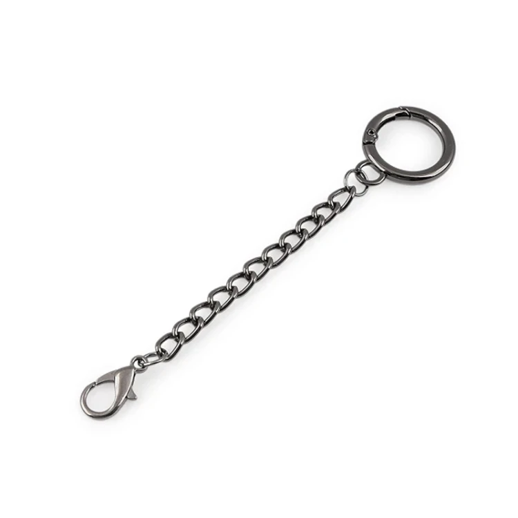 Karabińczyk metalowy z łańcuszkiem / ciemny nikiel / 20 mm / 1 szt / 940669