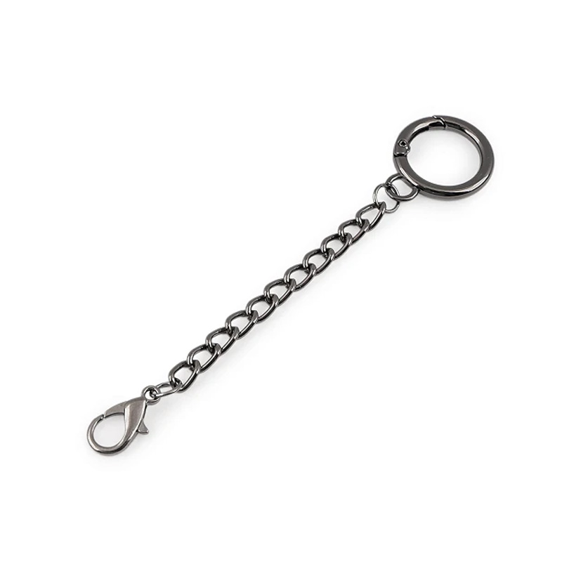 Karabińczyk metalowy z łańcuszkiem / ciemny nikiel / 20 mm / 1 szt / 940669