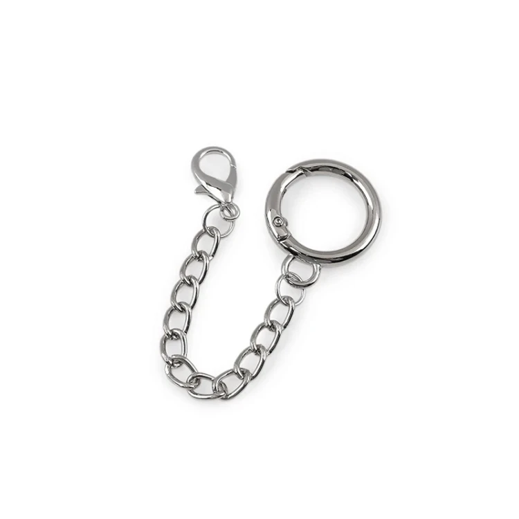 Karabińczyk metalowy z łańcuszkiem / nikiel / 20 mm / 1 szt / 940669