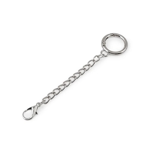Karabińczyk metalowy z łańcuszkiem / nikiel / 20 mm / 1 szt / 940669