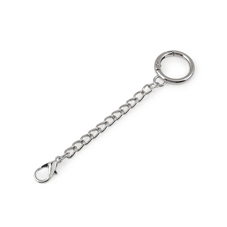 Karabińczyk metalowy z łańcuszkiem / nikiel / 20 mm / 1 szt / 940669