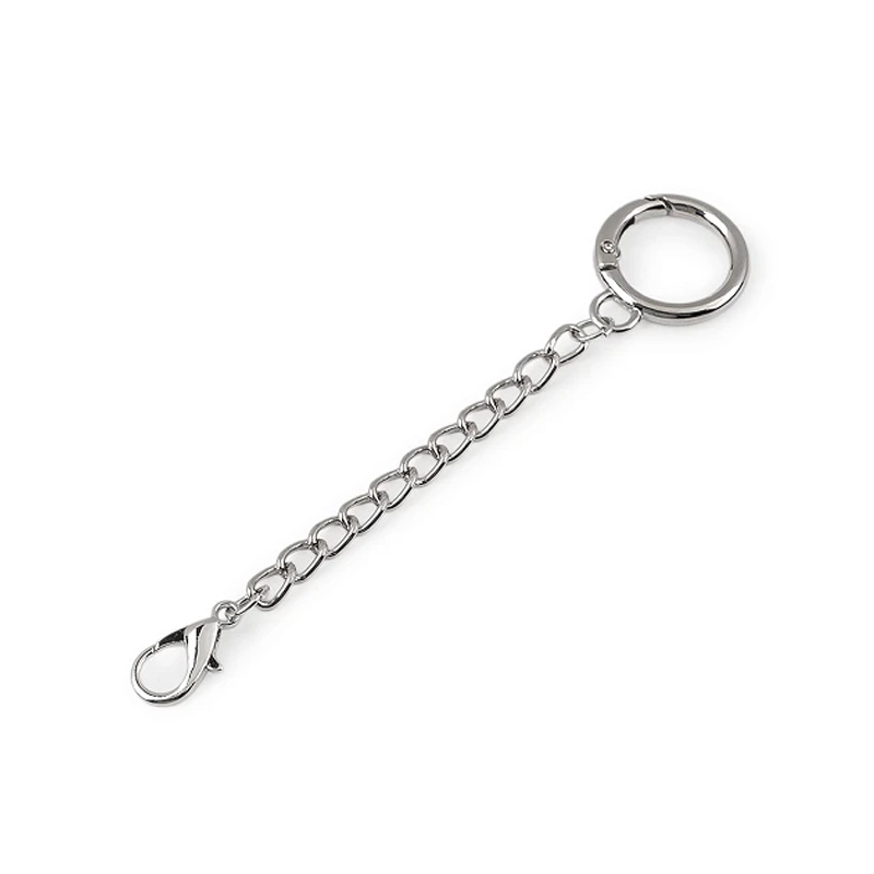Karabińczyk metalowy z łańcuszkiem / nikiel / 20 mm / 1 szt / 940669