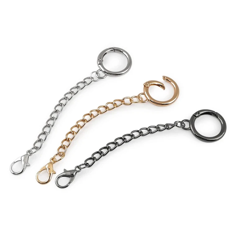 Karabińczyk metalowy z łańcuszkiem / złoto / 20 mm / 1 szt / 940669
