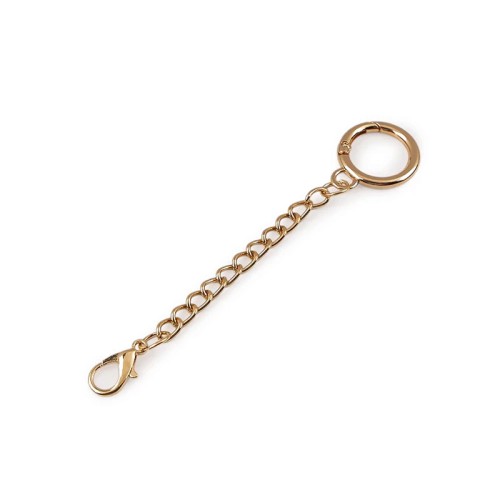 Karabińczyk metalowy z łańcuszkiem / złoto / 20 mm / 1 szt / 940669