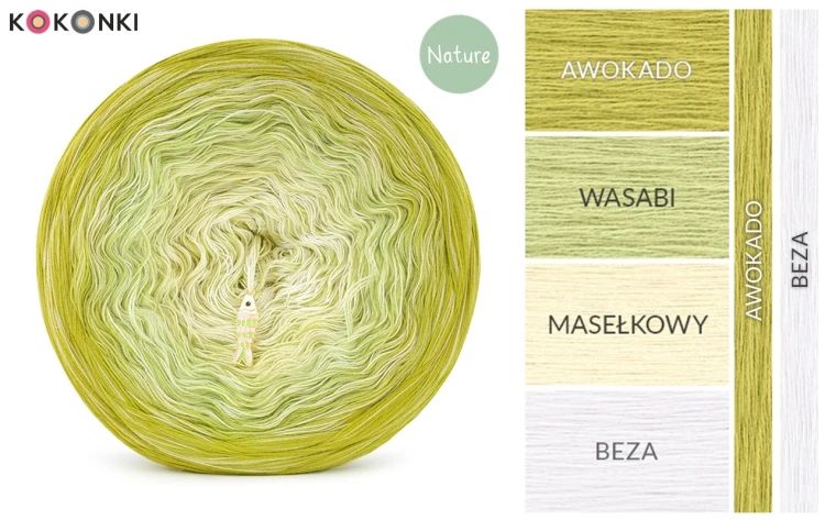 KOKONEK Nature Kish Rare R226 Lemon Grass - Awokado/wasabi/masełkowy/beza + 1 nitka awokado + 1 nitka beza