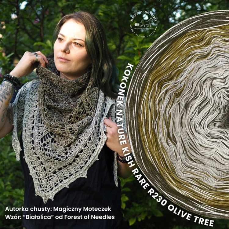 KOKONEK Nature Kish Rare R230 Olive Tree - Khaki/ciemna oliwka/popielaty/beza + 1 nitka khaki + 1 nitka beza