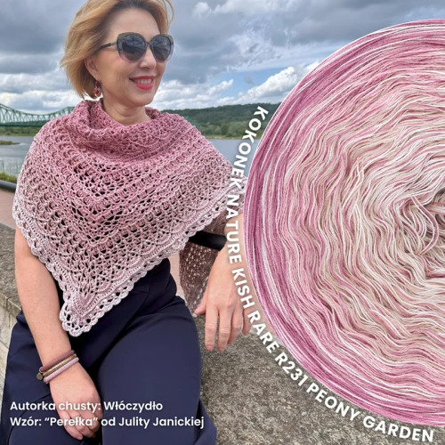 KOKONEK Nature Kish Rare R231 Peony Garden - Zgaszony róż/malinowy róż/brudny róż/beza + 1 nitka zgaszony róż + 1 nitka beza