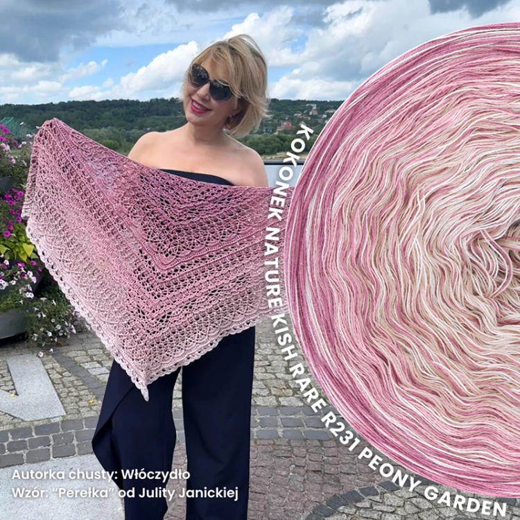 KOKONEK Nature Kish Rare R231 Peony Garden - Zgaszony róż/malinowy róż/brudny róż/beza + 1 nitka zgaszony róż + 1 nitka beza
