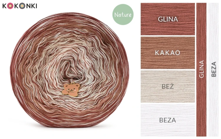 KOKONEK Nature Kish Rare R232 Terracotta Sand - Glina/kakao/beż/beza + 1 nitka glina + 1 nitka beza