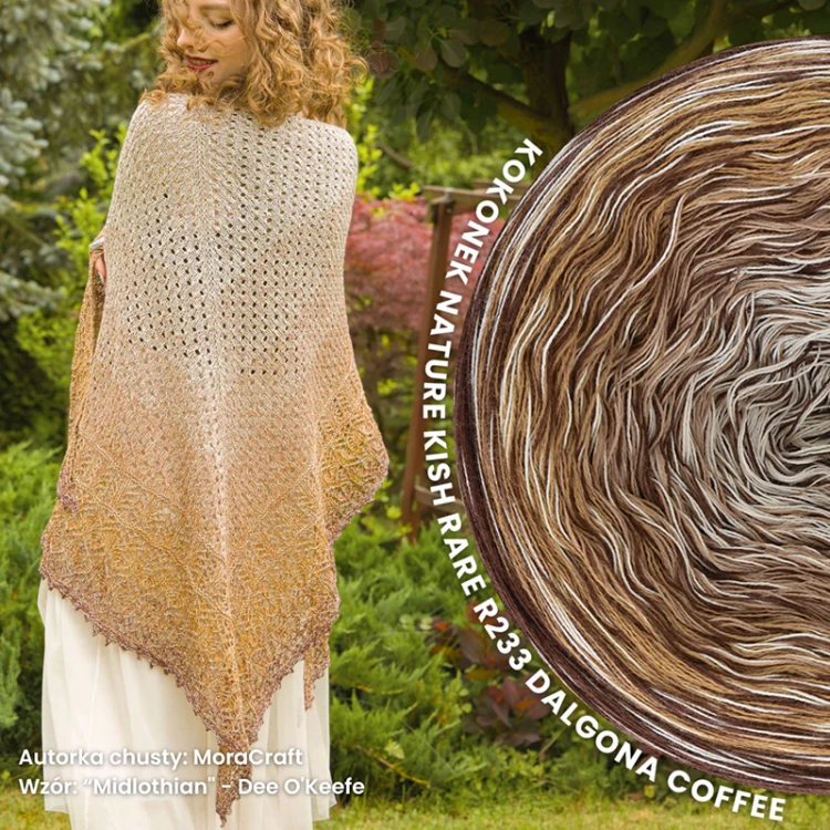 KOKONEK Nature Kish Rare R233 Dalgona Coffee - Brąz/masło orzechowe/ciemny beż/beza + 1 nitka brąz + 1 nitka beza