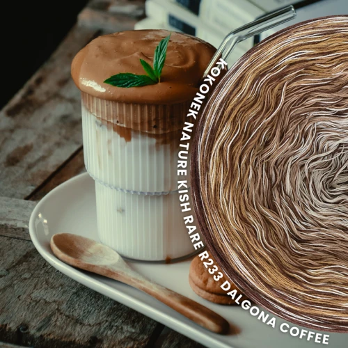 KOKONEK Nature Kish Rare R233 Dalgona Coffee - Brąz/masło orzechowe/ciemny beż/beza + 1 nitka brąz + 1 nitka beza
