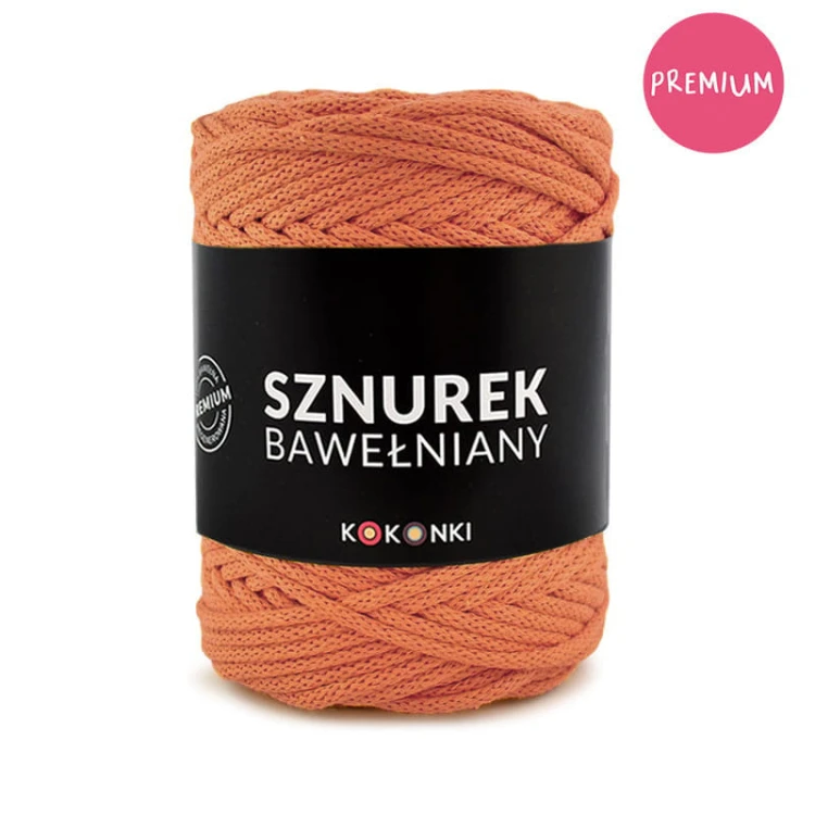 PREMIUM sznurek bawełniany by KOKONKI 5mm / rolka 100m / 223 melon