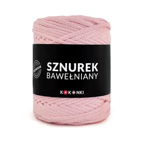 PREMIUM sznurek bawełniany by KOKONKI 5mm / rolka 100m / 532 baby róż