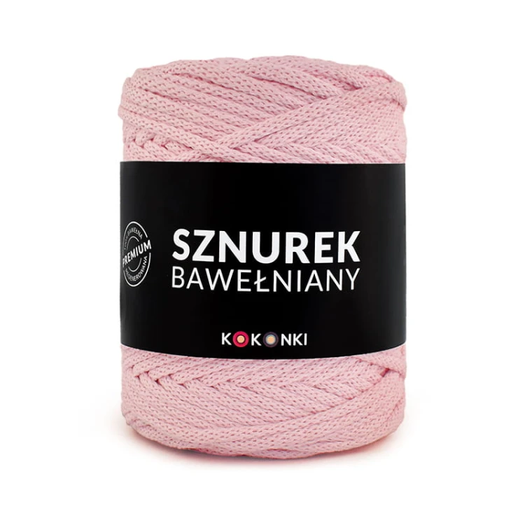 PREMIUM sznurek bawełniany by KOKONKI 5mm / rolka 100m / 532 baby róż
