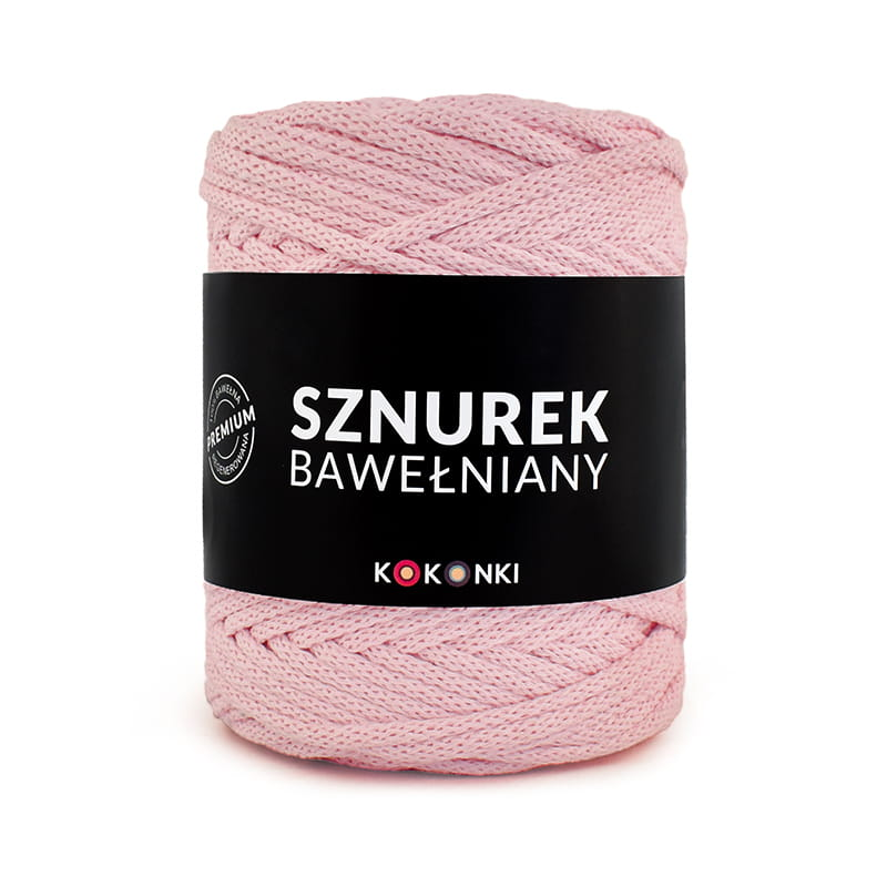 PREMIUM sznurek bawełniany by KOKONKI 5mm / rolka 100m / baby róż - OUTLET