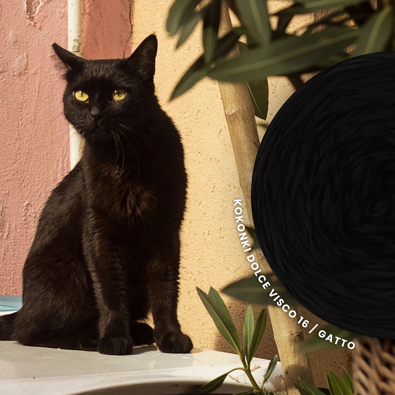 Włóczka KOKONKI Dolce Visco - Gatto / czerń 16 / ~700 m / 200 g