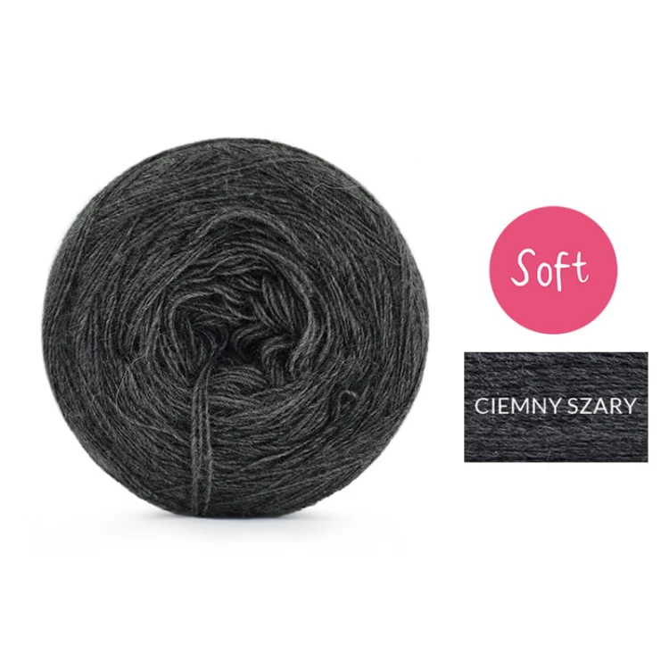 KOKONEK_Mono Soft jeden kolor - ciemny szary / 3 nitki / 1000m / 200 g - GOTOWY
