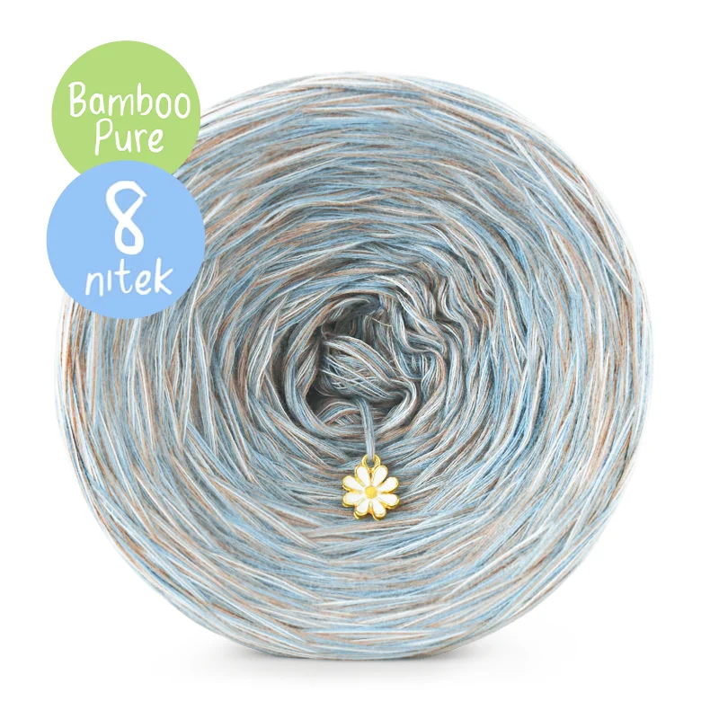 KOKONEK Bamboo Pure Melange 05 - Ciemny beż x 3 / biel x 2 / denim x 3 / 8 nitek / 1200 m / 240 g - GOTOWY
