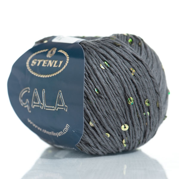 Włóczka z cekinami Stenli Gala 0891 / ciemny szary i złoto