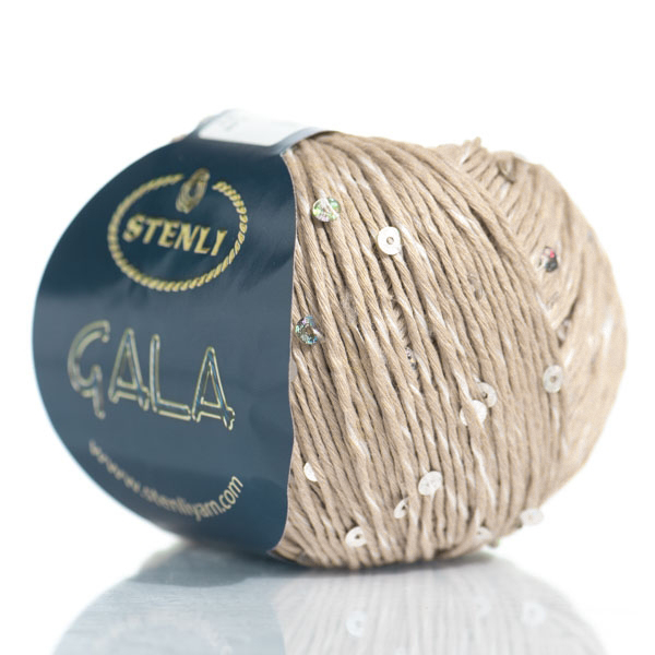 Włóczka z cekinami Stenli Gala 0061 / chłodny beż i złoto