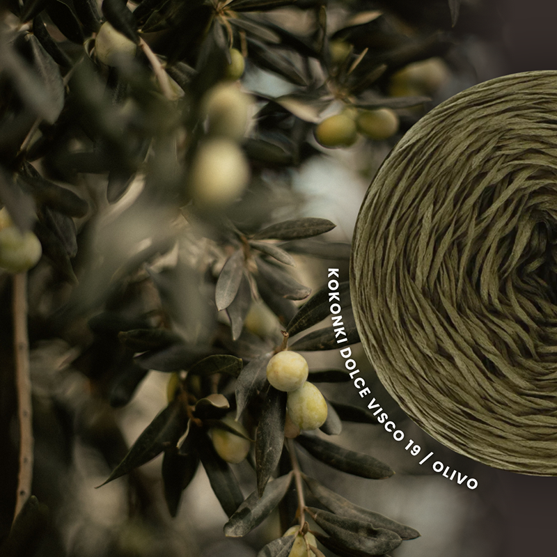 Włóczka KOKONKI Dolce Visco - Olivo / oliwka 19 / ~700 m / 200 g