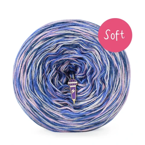 KOKONEK_Melanż Soft R234 - Pudrowy róż/niebieski/jeans/róż / 4 nitki / 375 m / 100 g - GOTOWY