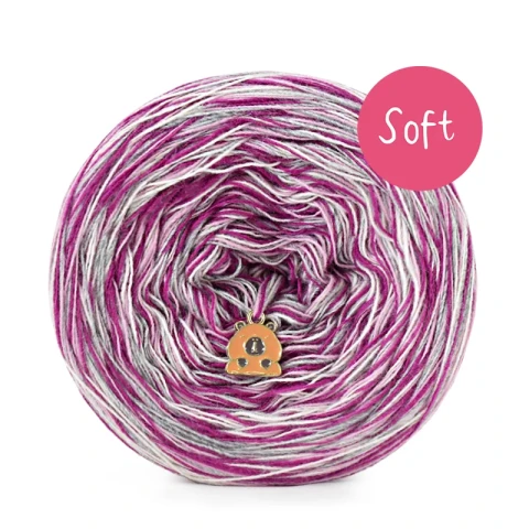 KOKONEK_Melanż Soft R235 - Jeżyna/lila róż/szary/krem / 4 nitki / 375 m / 100 g - GOTOWY