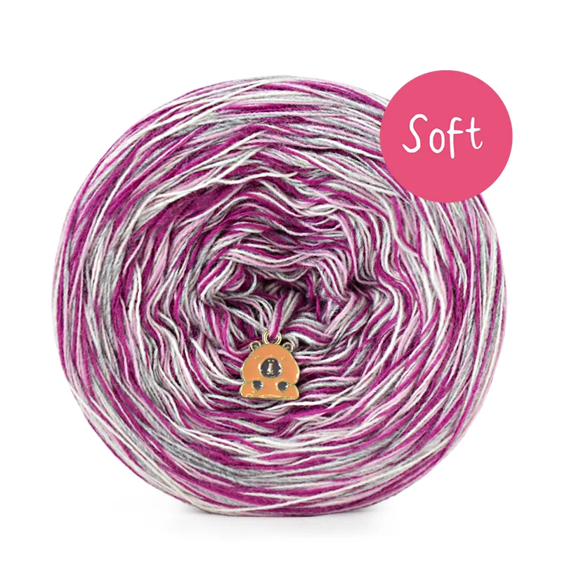 KOKONEK_Melanż Soft R235 - Jeżyna/lila róż/szary/krem / 4 nitki / 375 m / 100 g - GOTOWY