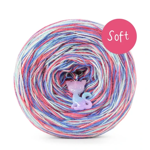 KOKONEK_Melanż Soft R236 - Mięta/niebieski/arbuz/pastelowy róż / 4 nitki / 375 m / 100 g - GOTOWY