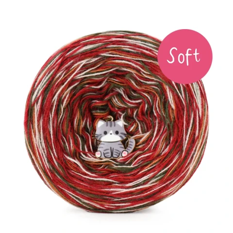KOKONEK_Melanż Soft R238 - Czerwień/cynamon/khaki/chałwa / 4 nitki / 375 m / 100 g - GOTOWY