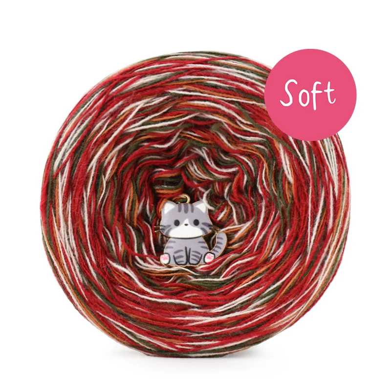 KOKONEK_Melanż Soft R238 - Czerwień/cynamon/khaki/chałwa / 4 nitki / 375 m / 100 g - GOTOWY