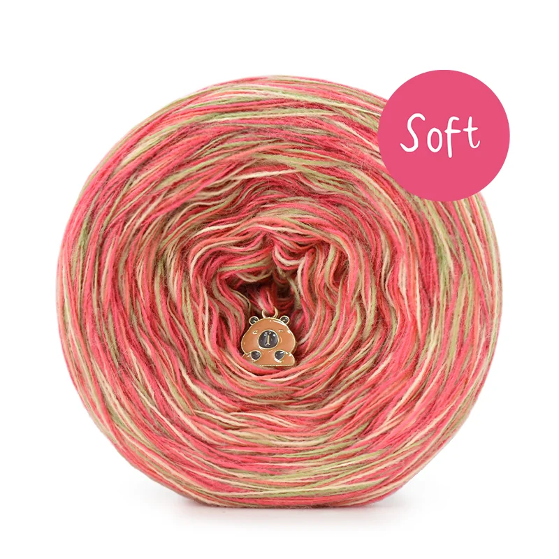 KOKONEK_Melanż Soft R239 - Matcha/koral/budyń/arbuz / 4 nitki / 375 m / 100 g - GOTOWY