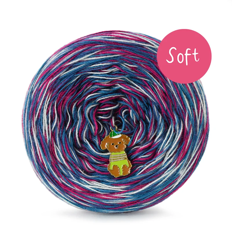 KOKONEK_Melanż Soft R240 - Jeans/morski/jasny szary/piwonia / 4 nitki / 375 m / 100 g - GOTOWY
