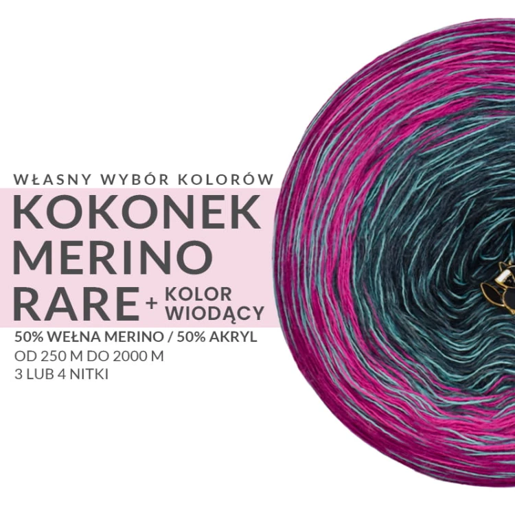 KOKONEK Rare Merino własny wybór kolorów + kolor wiodący