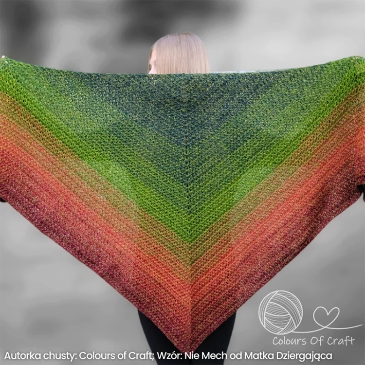 Autorka chusty: Colours of Craft - Agnieszka Kamińska; Wzór: Nie Mech od Matka Dziergająca