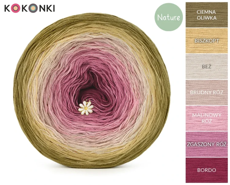 KOKONEK Nature NT586 Rhubarb Crumble - Ciemna oliwka/biszkopt/beż/brudny róż/malinowy róż/zgaszony róż/bordo