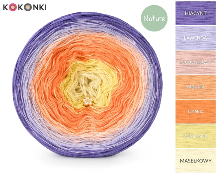 KOKONEK Nature NT588 Letni zmierzch - Hiacynt/lawenda/łososiowy/melon/dynia/rumianek/masełkowy