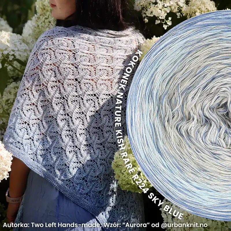 Autorka: Two Left Hands-made; Wzór: “Aurora” od @urbanknit.no; Druty: 3 mm