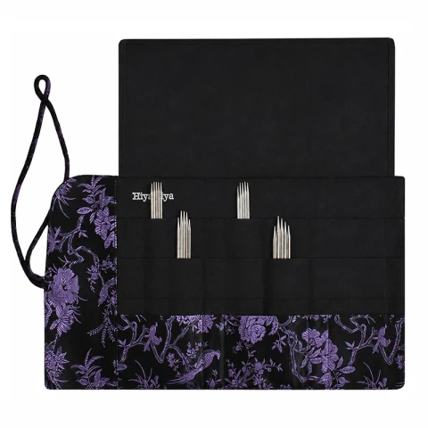 Zestaw drutów do skarpet HiyaHiya Sharp DPN Sock Set 6" / 2.25 - 3.5 mm / etui fioletowe kwiaty - OSTRE