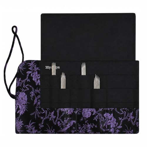 Zestaw drutów do skarpet HiyaHiya Sharp DPN Sock Set 6" / 2.25 - 3.5 mm / etui fioletowe kwiaty - OSTRE