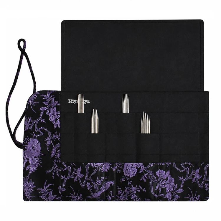 Zestaw drutów do skarpet HiyaHiya Sharp DPN Sock Set 6" / 2.25 - 3.5 mm / etui fioletowe kwiaty - OSTRE