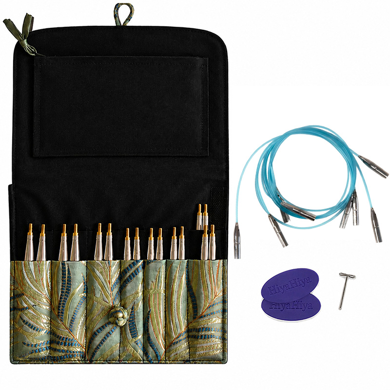 Zestaw drutów wymiennych HiyaHiya Sharp Premium Plus Large 5&amp;quot; / 5.5 - 10.0 mm / etui liście oliwka - OSTRE