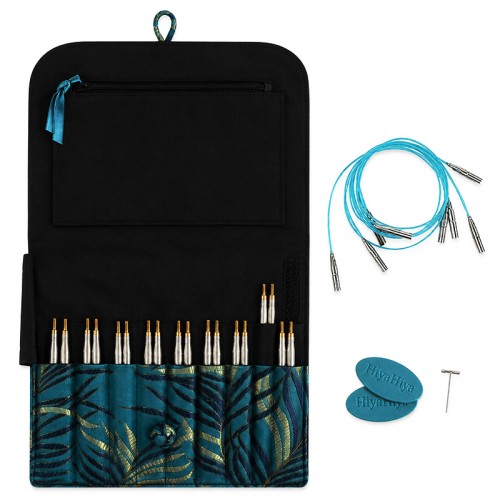 Zestaw drutów wymiennych HiyaHiya Sharp Premium Large 5" / 5.5 - 10.0 mm / etui liście szmaragd - OSTRE