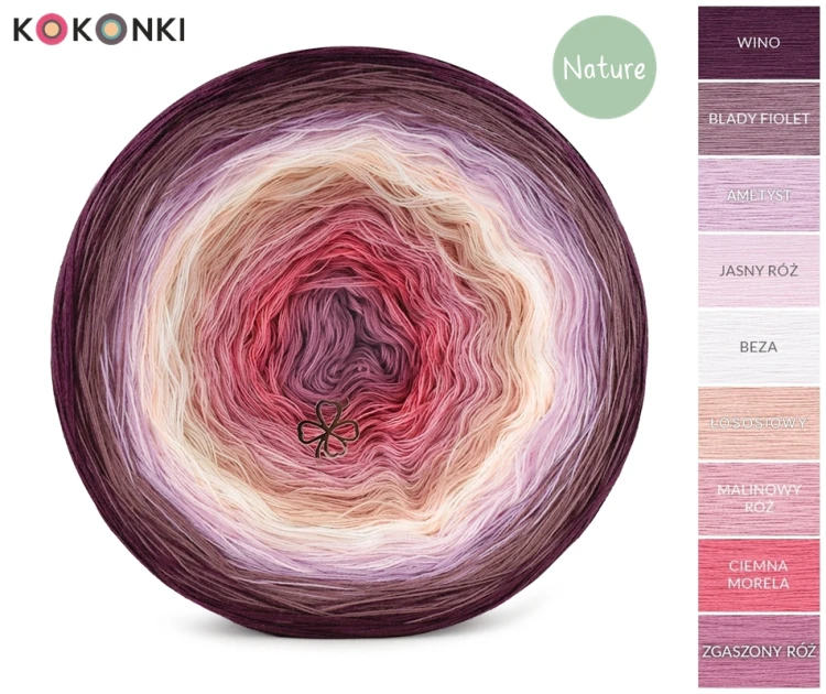 KOKONEK Nature NT591 Owocowy Placek - Wino/blady fiolet/ametyst/jasny róż/beza/łososiowy/malinowy róż/ciemna morela/zgaszony róż