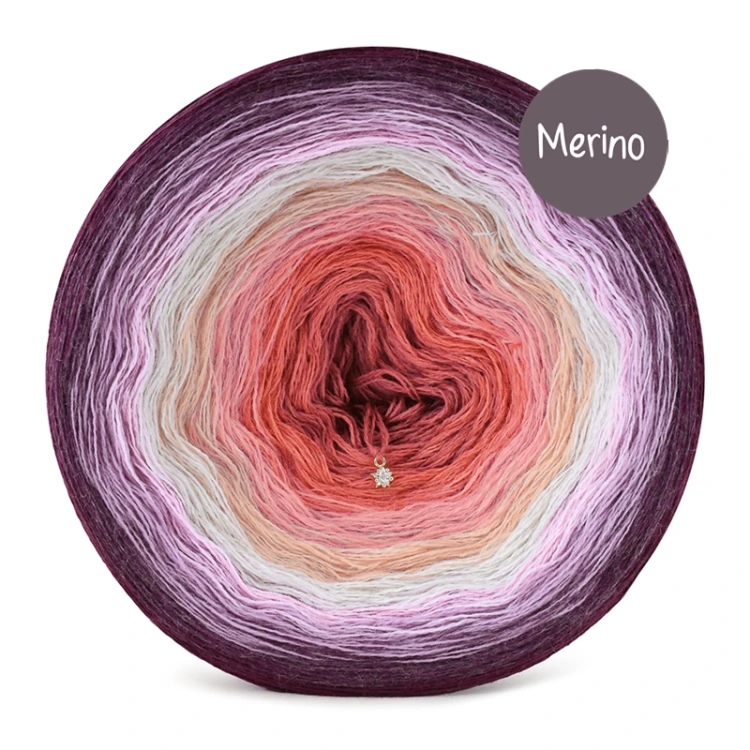KOKONEK Merino 876 Owocowy Placek - Burak/blady fiolet/ametyst/jasny róż/jasny beż/łososiowy/morela/jasna malwa/malwa