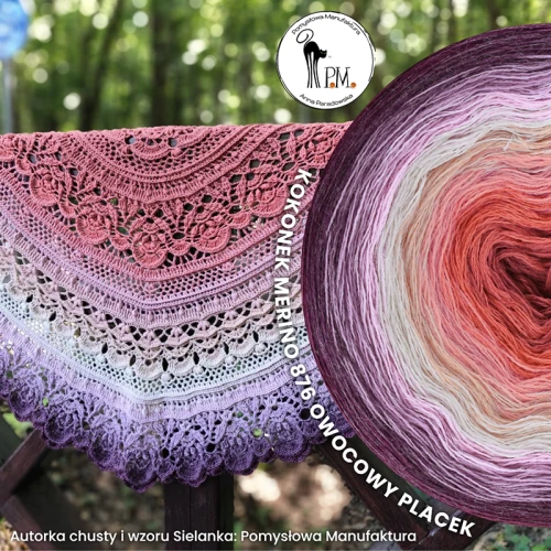 KOKONEK Merino 876 Owocowy Placek - Burak/blady fiolet/ametyst/jasny róż/jasny beż/łososiowy/morela/jasna malwa/malwa
