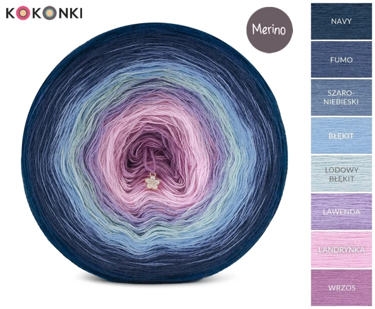 KOKONEK Merino 879 Pod chmurką - Navy/fumo/szaronienieski/błękit/lodowy błękit/lawenda/landrynka/wrzos